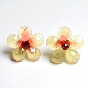New! Red Rhinestone Flower Stud Earrings